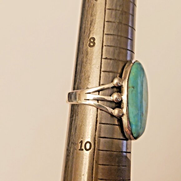 Turquoise Sterling Silver Ring Women's sz 9 (1566) - Picture 6 of 6